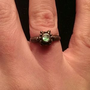 Vtg 90's Sterling Silver Iridescent Abalone Ring
